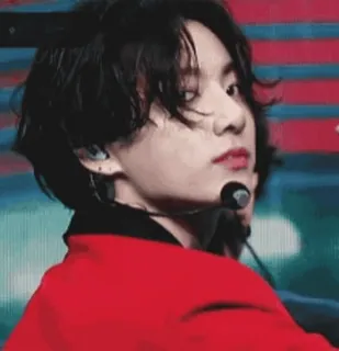 😘 Jungkook jungkook, kpop, ídolo, cantante, traje rojo, artista telegram sticker