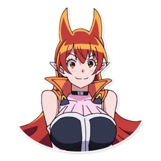 😃 อนิเมะ, ผู้หญิง, ปีศาจ, ผมสีส้ม, เขา telegram sticker