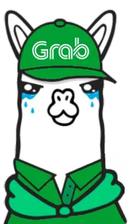 🚛 Grab Хватать, Альпака, Плачущий, Доставка, Мультфильм whatsapp sticker