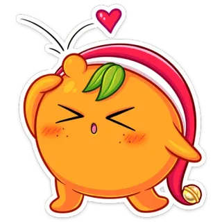❤️ orange, mignon, kawaii, dessin animé, cœur, mascotte telegram sticker