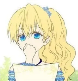 🌻 anime girl, blonde hair, blue eyes, character, drawing, cartoon, illustration whatsapp sticker