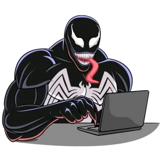 💻 Venom marvel, bösewicht, symbiont, computer, tippen whatsapp sticker