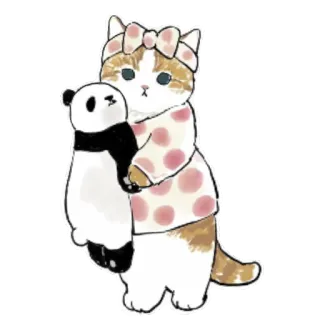 😴 gato, panda, lindo, animal, juguete, pegatina, ilustración whatsapp sticker