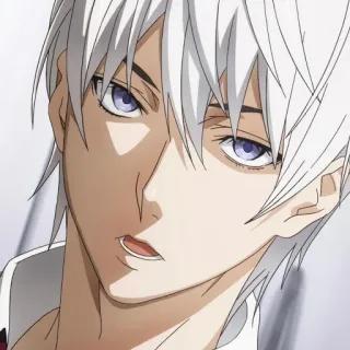 ✖️ Anime, Personaggio, Capelli bianchi, Occhi viola, Ragazzo anime telegram sticker