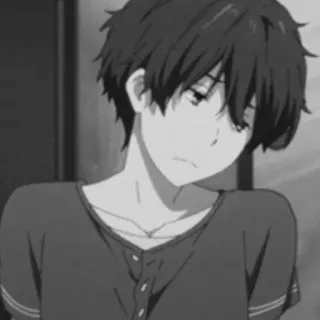 🕸 anime, menino, triste, mangá, personagem telegram sticker