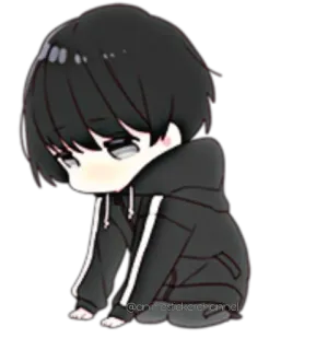 🤧 anime, sad, chibi, manga, cute, hoodie telegram sticker