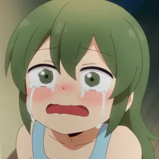 😖 anime, menangis, sedih, emosional, gadis, rambut hijau whatsapp sticker