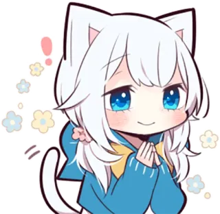 🙂 garota gato, anime, chibi, fofo, kawaii, mangá telegram sticker
