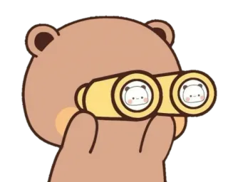 🐻 Bär, Fernglas, Cartoon, Tier, schauen, süß telegram sticker