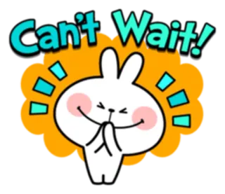 😬 Can't Wait! Hase, niedlich, aufgeregt, wartend, kawaii telegram sticker