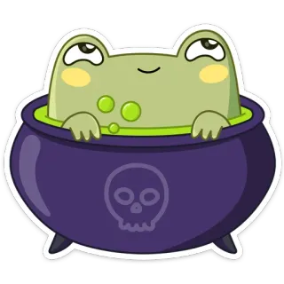 🛁 rana, calderone, teschio, halloween, carino, magia, pozione telegram sticker