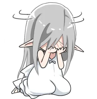 🙈 anime, llorando, triste, elfo, emocional, dibujos animados, kawaii whatsapp sticker