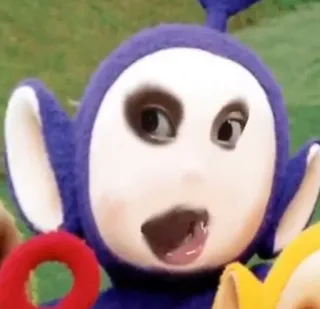 🥴 Tinky Winky Teletubbies Teletubbies, Tinky Winky, divertente, Meme, retrò telegram sticker