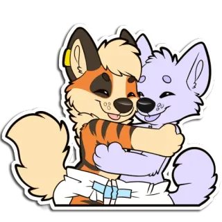 ❤️ furry, hug, cute, anthropomorphic, diaper, cartoon, friendship, love telegram sticker