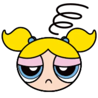 🙁 Bubbles Powerpuff Girls Мультфильм, Бабблс, Суперкрошки, Грустный, Персонаж telegram sticker