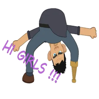 🙆‍♂️ Hi Girls!!! Gruss, Cartoon, Bücken, Lustig, Casual whatsapp sticker