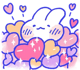 ❤️ lapin, mignon, coeurs, kawaii, animal, dessin animé, lapinou telegram sticker
