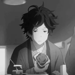 🕸 Anime, Café da manhã, Comida, Menino, Torrada, Manhã telegram sticker
