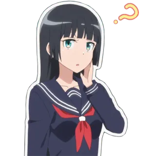 ❓ Аниме, Девочка, Вопрос, В замешательстве, Школьная форма telegram sticker