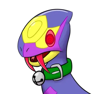 😌 змея, фиолетовый, желтый, рептилия, животное, мультфильм, ошейник telegram sticker