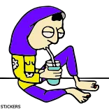 😒 Kartun, Minuman, Karakter, Duduk, Minum, Animasi whatsapp sticker