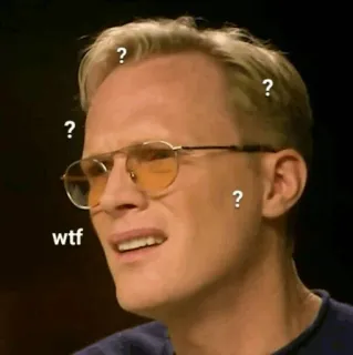 😐 wtf meme, confused, question marks, man, sunglasses, expression telegram sticker