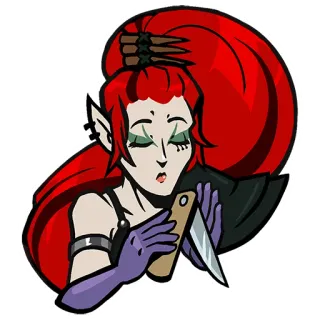 😒 Elf, Fantasy, Messer, rote Haare telegram sticker