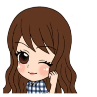 😉 Мультфильм, Девочка, Подмигивание, Милый, Аниме, Чиби telegram sticker