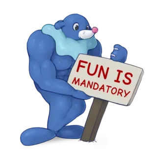 🤡 FUN IS MANDATORY engraçado, meme, obrigatório, divertido, foca, forte, musculoso telegram sticker