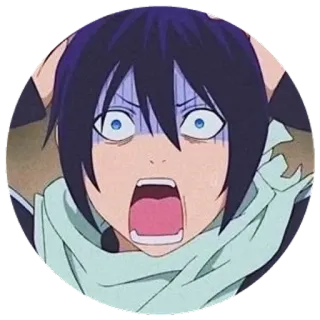 😱 Yato Noragami 动漫, 夜斗, 野良神, 震惊, 惊讶, 卡通, 角色 whatsapp sticker