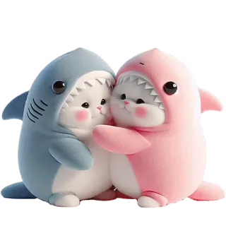 ☺️ 鲨鱼, 动物, 猫, 可爱, 卡哇伊, 卡通, 宠物 whatsapp sticker