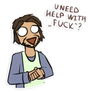 😊 U NEED HELP WITH "FUCK"? cartoon, swear word, offensive telegram sticker