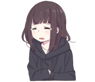 😣 anime, dziewczyna, płacz, smutny, kreskówka, emocjonalny telegram sticker
