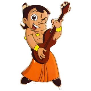 😉 Chhota Bheem Cartoon, Figur, Indisch, Gitarre, Musik, Chhota Bheem telegram sticker