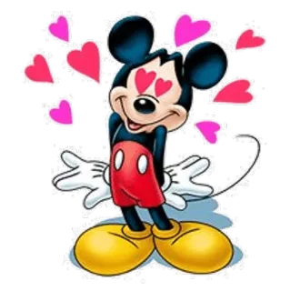 😍 Mickey Mouse Topolino, Disney, amore, cuori, cartoni animati telegram sticker