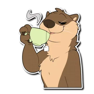 🍵 otter, tea, cute, animal, cartoon telegram sticker