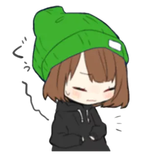 😣 ぐうたら Anime, Dễ thương, Cô gái, Mũ len, Thư giãn telegram sticker