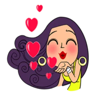 😘 Kuss, Liebe, Herz, Cartoon, Kussmund, Gelb, Lila telegram sticker