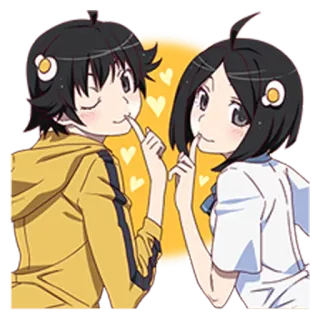 🙊 Anime, Personaggio, Cartone animato, Amichevole, Carino, Cuori telegram sticker