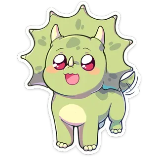 ⭐ tricératops, dinosaure, mignon, dessin animé, autocollant, animal, herbivore telegram sticker