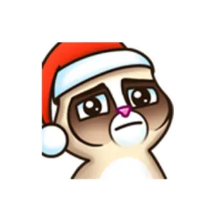 🤨 猫, クリスマス, サンタ, 不機嫌, 悲しい, かわいい, ステッカー, 漫画 telegram sticker