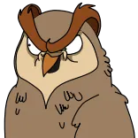 😓 hibou, en colère, dessin animé, oiseau, animal telegram sticker