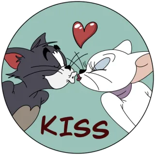 😘 Tom and Jerry KISS cartoni animati, amore, bacio, Tom, Jerry, gatto, topo telegram sticker