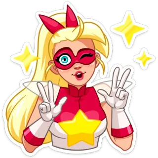 ✌️ super-herói, desenho animado, personagem, estrela, mulher, piscadela telegram sticker