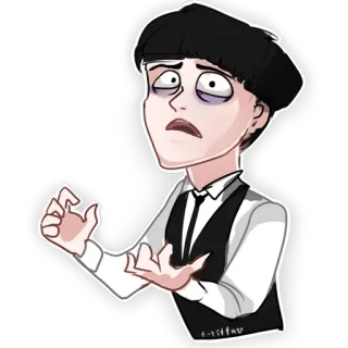 😩 Мультфильм, Эмо, Расстроен, Черные волосы, Иллюстрация whatsapp sticker