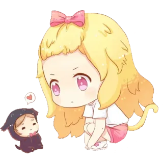 😳 chibi, fofo, anime, garota, desenho animado, kawaii, ilustração whatsapp sticker