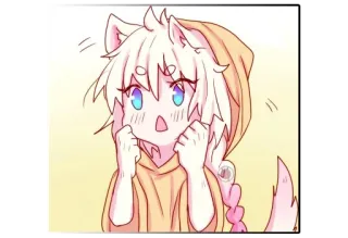 😃 Аниме, Манга, Милый, Каваий, Чиби, Персонаж, Девушка-волк telegram sticker