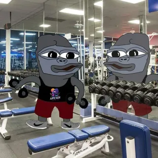 🏋️‍♂️ APESZN academia, fitness, treino, macaco, desenho animado, pesos, exercício, meme telegram sticker