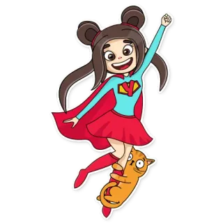 🥳 cartone animato, supereroe, gatto, ragazza, mantello, animazione telegram sticker