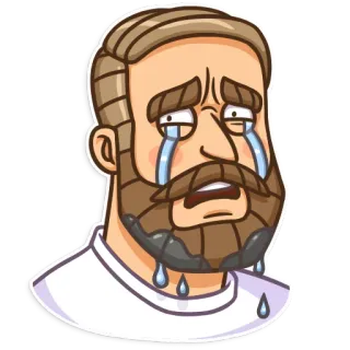 😭 menangis, sedih, air mata, emosional, pria, jenggot, kartun telegram sticker